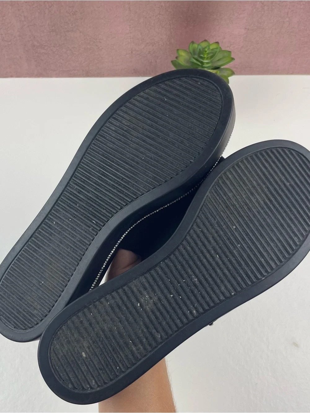 Juicy Couture Tethys Black Silver Rhinestone Platform Sandals Shoes Women 8.5